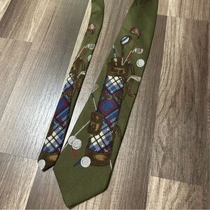 Corporate Casual By Van Heusen Men’s Tie 100% Silk Golf Green Blue White‎ Plaid